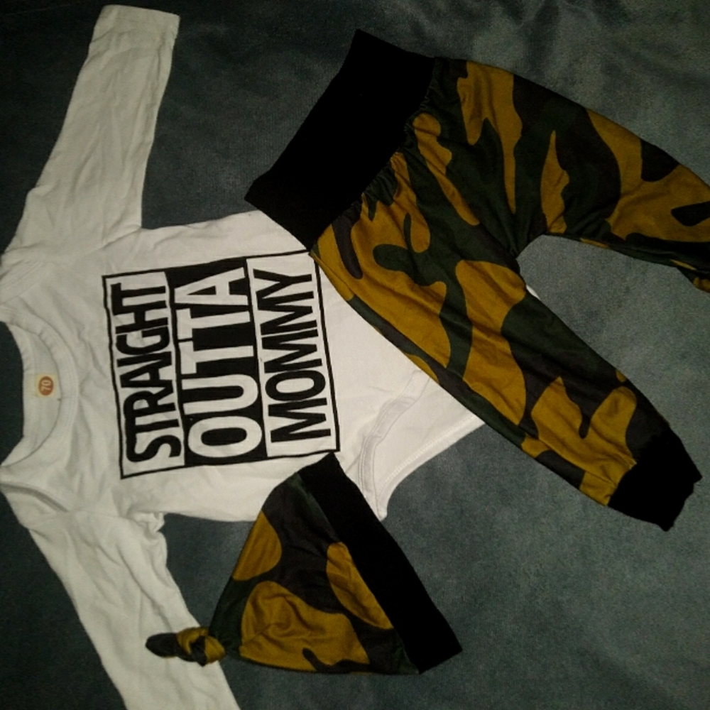 Straight Outta Mommy Camo Baby Outfit